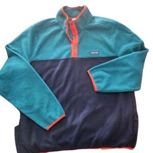 Lands End Pullover 1/4 Snap Heritage Fleece Color Block Pullover Mens XL Hiking